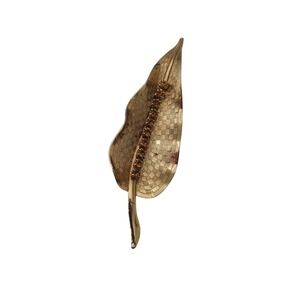 Vintage gold tone rhinestone LEAF brooch‎ pin